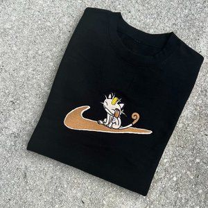 Meowth pokemon crewneck embroidered